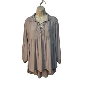 Umgee Dark Beige/Tan Roll Up Sleeve Babydoll Top/Tunic/Dress‎ Medium